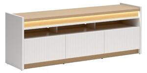 TV-állvány Etrsalo 102, Laminált forgácslap, 56x154x40cm, Világosszürke, Tölgy