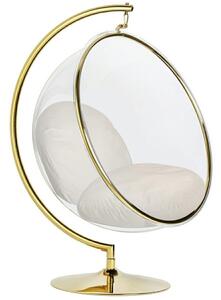 King Home Bubble Stand Gold függőfotel akril bézs velúr párnával