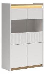 Könyvespolc Etrsalo 104, Zárt, Ajtókkal, Laminált forgácslap, 151x90x40cm, Világosszürke, Tölgy