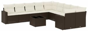 VidaXL 11 részes barna polyrattan kerti ülőgarnitúra párnákkal