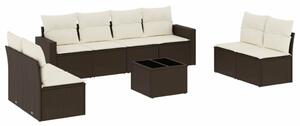 VidaXL 9 részes barna polyrattan kerti ülőgarnitúra párnákkal