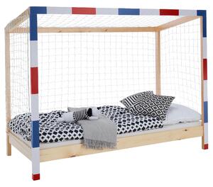 Montessori ágy, természetes/fehér/kék/piros, 90x200, FUTAL