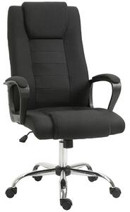 Vinsetto ergonomikus irodai szék széles üléssel, dönthető vászon irodai szék, tanulóasztal szék fejtámlával, párnázott karfákkal, forgó görgőkkel, állítható magasságú, fekete