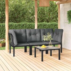 VidaXL Polyrattan Kerti Ülőgarnitúra - 4 részes - Fekete/Szürke