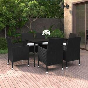 VidaXL 7 részes polyrattan és üveg kerti étkezőgarnitúra párnákkal