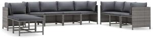 Polyrattan Kerti Ülőgarnitúra - 10 részes - Szürke