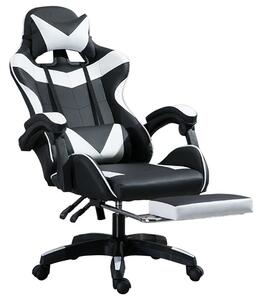 Racing Pro X Gamer szék lábtartóval, fehér-fekete