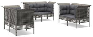 6 részes szürke polyrattan kerti ülőgarnitúra párnákkal