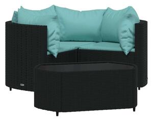 VidaXL Polyrattan Kerti Ülőgarnitúra - 4 részes, Fekete