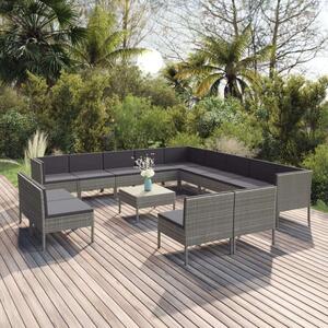 VidaXL Polyrattan Kerti Ülőgarnitúra - 14 részes - Szürke