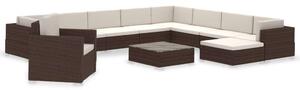 Polyrattan Kerti Bútorszett - 12 részes - Barna