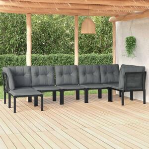VidaXL Polyrattan Kerti Ülőgarnitúra - 7 részes - Fekete-Szürke