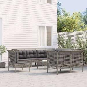 VidaXL 9 részes szürke polyrattan kerti ülőgarnitúra párnákkal