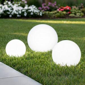 Lindby LED napelemes lámpák Lago, 3 darabos szett, gömbök, földi tüske, fehér, Fehér / opál, Műanyag, Modern