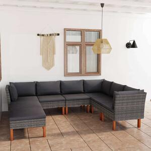 VidaXL Polyrattan Kerti Ülőgarnitúra - 8 részes - Szürke