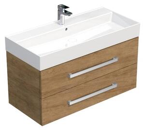 Fürdőszobaszekrény mosdókagylóval SAT Cube Way 100x47,5x46 cm Hickory tölgy CUBE461002DHSAT