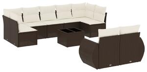 VidaXL 10 részes barna polyrattan kerti ülőgarnitúra párnákkal