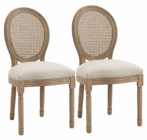 HOMCOM 2 db-os vintage étkezőszék szett perforált háttámlával 49x56x96cm fehér