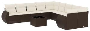 VidaXL 11 részes barna polyrattan kerti ülőgarnitúra párnákkal