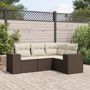 VidaXL 4 részes barna polyrattan kerti ülőgarnitúra párnákkal