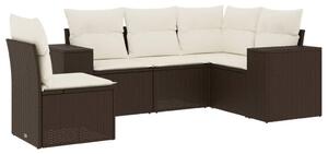 VidaXL 5 részes barna polyrattan kerti ülőgarnitúra párnával