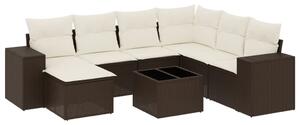 VidaXL 8 részes barna polyrattan kerti ülőgarnitúra párnákkal