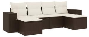 VidaXL 6 részes barna polyrattan kerti ülőgarnitúra párnával