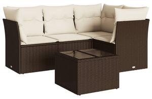 VidaXL 5 részes barna polyrattan kerti ülőgarnitúra párnával