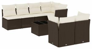 VidaXL 8 részes barna polyrattan kerti ülőgarnitúra párnákkal