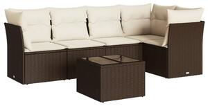 VidaXL 6 részes barna polyrattan kerti ülőgarnitúra párnával