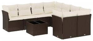VidaXL 9 részes barna polyrattan kerti ülőgarnitúra párnákkal