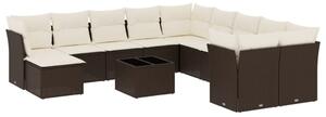 VidaXL 12 részes barna polyrattan kerti ülőgarnitúra párnákkal