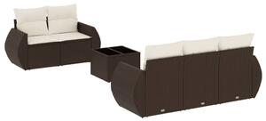 VidaXL 6 részes barna polyrattan kerti ülőgarnitúra párnával
