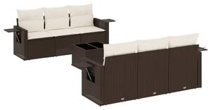 VidaXL 7 részes barna polyrattan kerti ülőgarnitúra párnákkal