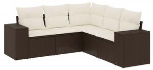 VidaXL 5 részes barna polyrattan kerti ülőgarnitúra párnával