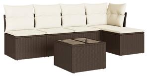 VidaXL 6 részes barna polyrattan kerti ülőgarnitúra párnával