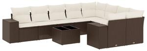 VidaXL 10 részes barna polyrattan kerti ülőgarnitúra párnákkal