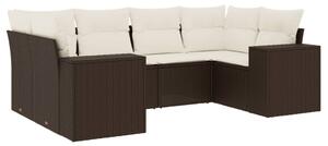 VidaXL 6 részes barna polyrattan kerti ülőgarnitúra párnával