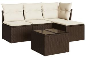 VidaXL 5 részes barna polyrattan kerti ülőgarnitúra párnával