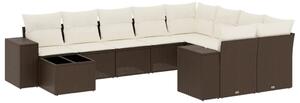 VidaXL 10 részes barna polyrattan kerti ülőgarnitúra párnákkal