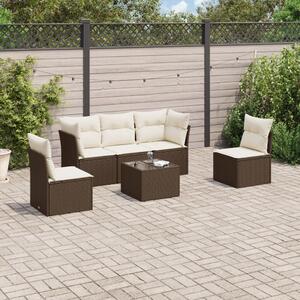 VidaXL 6 részes barna polyrattan kerti ülőgarnitúra párnával