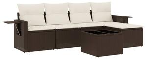 VidaXL 6 részes barna polyrattan kerti ülőgarnitúra párnával