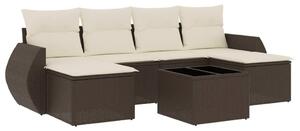 VidaXL 7 részes barna polyrattan kerti ülőgarnitúra párnákkal