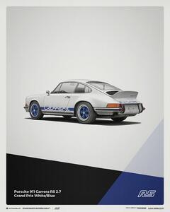 Porsche 911 RS - 1973 - White Festmény reprodukció, (40 x 50 cm)