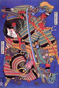 Reprodukció Kengoro warrior, Hokusai, Katsushika