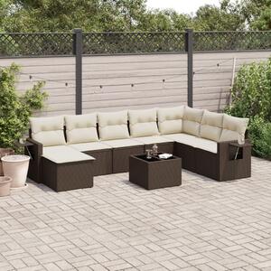 VidaXL 9 részes barna polyrattan kerti ülőgarnitúra párnákkal