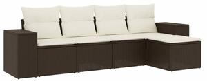 VidaXL 5 részes barna polyrattan kerti ülőgarnitúra párnával