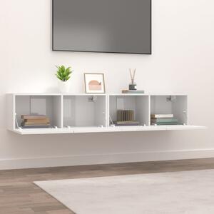 VidaXL 2 db magasfényű fehér szerelt fa fali TV-szekrény 80x30x30 cm