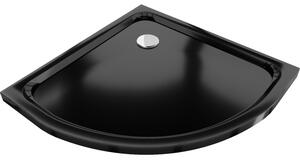 Mexen Flat félköríves slim zuhanytálca 70 x 70 cm, fekete, króm szifon - 41707070