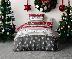 Karácsonyi Szarvas piros flanel ágynemű